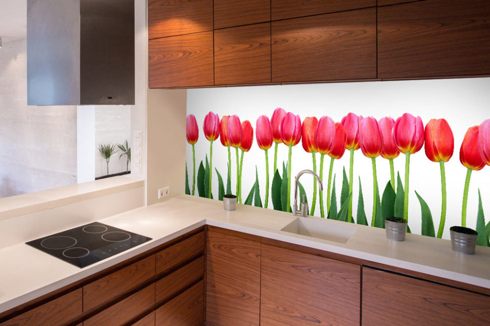 kuchynska zastena tulipany